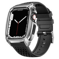 Kingxbar CYF148 2w1 pasek Apple Watch Ultra, SE, 8, 7, 6, 5, 4, 3, 2, 1 (49, 45, 44, 42 mm) z wbudowanym pancernym etui ze stali nierdzewnej srebrny