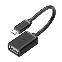 Kabel Ugreen US133 10396 micro USB (męski) / USB-A (żeński) OTG płaski 0.15m - czarny