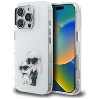 Etui Karl Lagerfeld IML Aquarelle Karl & Choupette & Logo na iPhone 16 Pro - białe