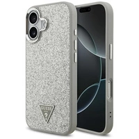 Etui Guess Glitter Triangle Logo MagSafe na iPhone 17 - srebrne