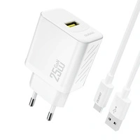 Ładowarka sieciowa Dudao A27STEU 25W GaN USB-A z kablem USB-A - USB-C - biała