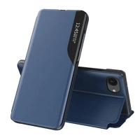 Etui Eco Leather View Case elegancki futerał z klapką i podstawką na iPhone 16e - niebieskie