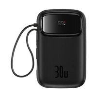 Powerbank Baseus QPow 2 30W 10000mAh z wbudowanymi kablami USB-C - czarny