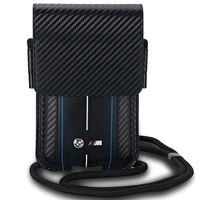 Torebka BMW Carbon & Blue Stripe na telefon - czarna