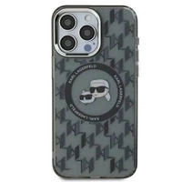 Etui Karl Lagerfeld IML Monogram Karl & Choupette Head MagSafe na iPhone 16 Pro - czarne