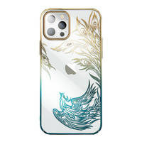 Luksusowe etui iPhone 14 z kryształami Kingxbar Phoenix - złoto-niebieskie