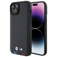 BMW BMHCP15M22PTDK iPhone 15 Plus 6.7" czarny/black Leather Stamp Tricolor