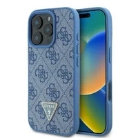 Guess GUHCP16XP4TDPB iPhone 16 Pro Max 6.9" niebieski/blue hardcase Leather 4G Triangle Strass MagSafe