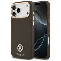 Etui Guess Grained Strass Logo MagSafe na iPhone 17 Pro Max - brązowe
