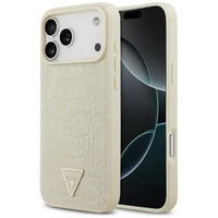 Etui Guess Croco Triangle Logo MagSafe na iPhone 17 Pro Max - złote