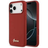 Etui Guess Silicone Script Metal Logo MagSafe na iPhone 17 Pro Max - czerwone