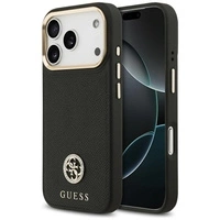 Etui Guess Grained Strass Logo MagSafe na iPhone 17 Pro - czarne