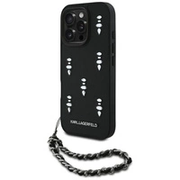 Etui Karl Lagerfeld Saffiano Crystals w/Chain na iPhone 16 Pro Max - czarne