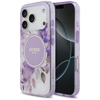 Etui Guess IML Flower & Tonal Circle MagSafe na iPhone 17 Pro - fioletowe