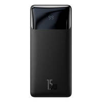 Baseus Bipow powerbank z wyświetlaczem 10000mAh 15W czarny (Overseas Edition) + kabel USB-A - Micro USB 0.25m czarny (PPBD050001)