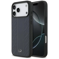 Etui Mercedes Leather Laurel Leaves Stripes MagSafe na iPhone 17 Pro Max - niebieskie