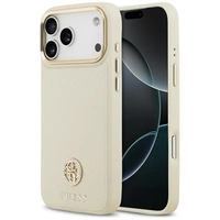 Etui Guess Grained Strass Logo MagSafe na iPhone 17 Pro Max - beżowe