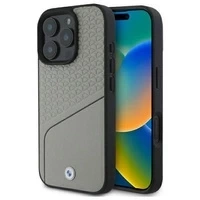 BMW BMHMP16X23RDCLG iPhone 16 Pro Max 6.9" szary/grey hardcase Sign Leather Textured and Line MagSafe