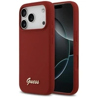 Etui Guess Silicone Script Metal Logo MagSafe na iPhone 17 Pro - czerwone