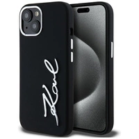Etui Karl Lagerfeld Silicone Metal Script Logo na iPhone 15 - czarne