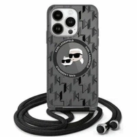 Karl Lagerfeld KLHMP16LHCKCKLCK iPhone 16 Pro 6.3" czarny/black hardcase IML Crossbody Monogram Karl & Choupette Head MagSafe