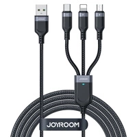Kabel Joyroom S-A18 3w1 3,5A USB-A - Lightning+USB-C+MicroUSB 1,2m - czarny