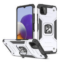 Wozinsky Ring Armor pancerne hybrydowe etui pokrowiec + magnetyczny uchwyt Samsung Galaxy A22 4G srebrny