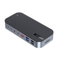 HUB Choetch M52 USB-C - USB-C PD/USB-C/USB-A/HDMI/VGA/DP/SD/TF/RJ45/AUX - szary