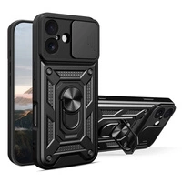 Etui Hybrid Armor Camshield na iPhone 17 pancerne z podstawką i osłoną aparatu - czarne