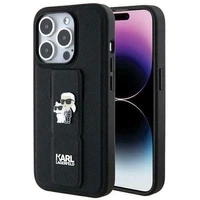 Etui Karl Lagerfeld Gripstand Saffiano Karl&Choupette Pins na iPhone 14 Pro Max - czarne