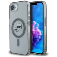 Etui Karl Lagerfeld IML Metal Karl & Choupette Heads MagSafe na iPhone 16e - czarne