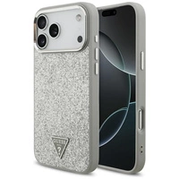 Etui Guess Glitter Triangle Logo MagSafe na iPhone 17 Pro Max - srebrne