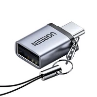 Adapter Ugreen US270 USB-C (męski) / USB-A 3.0 (żeński) ze smyczą - szary