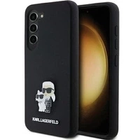 Etui Karl Lagerfeld Silicone Karl&Choupette Metal Pin na Samsung Galaxy S24 - czarne