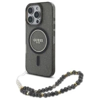 Guess GUHMP16XHGCRELSK iPhone 16 Pro Max 6.9" czarny/czarny hardcase IML Glitter With Pearl Strap MagSafe