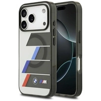 Etui BMW M IML Metal Buttons Tricolor Lines MagSafe na iPhone 17 Pro - szare