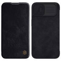 Nillkin Qin Leather Pro Case etui iPhone 14 osłona na aparat kabura pokrowiec obudowa z klapką czarny