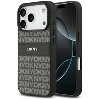Etui DKNY Repeat Texture Pattern with Tonal Stripe na iPhone 17 Pro - czarne