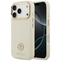 Etui Guess Grained Strass Logo MagSafe na iPhone 17 Pro - beżowe