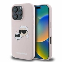 Etui Karl Lagerfeld Silicone nauble Heads Print MagSafe na iPhone 16 Pro Max - różowe