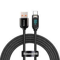 Kabel Baseus Display Fast Charging Data USB-A / USB-C 66W 1 m - czarny