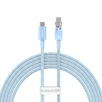 Kabel Baseus Explorer 100W USB-C - USB-C z inteligentnym czujnikiem temperatury 2m - niebieski