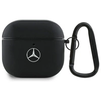 Etui Mercedes Leather Metal Logo na AirPods 4 - czarne