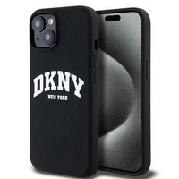 Etui DKNY Liquid Silicone White Printed Logo MagSafe na iPhone 15 Plus / 14 Plus - czarne