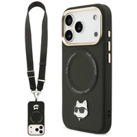Etui Karl Lagerfeld Big Strap Choupette Metal Logo MagSafe na iPhone 17 Pro Max - czarne