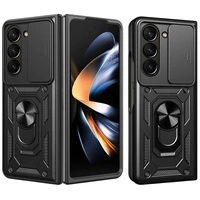 Pancerne etui Hybrid Armor Camshield z podstawką i osłoną aparatu na Samsung Galaxy Z Flip 7 - czarne