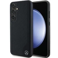 Etui Mercedes Leather Debossed Line MagSafe na Samsung Galaxy S24 - czarne