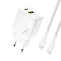 Ładowarka sieciowa Dudao A26TCEU PD QC 25W GaN USB-A USB-C z kablem USB-C - biała