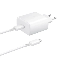 Ładowarka sieciowa Samsung EP-TA845EWE 45W z kablem USB-C Samsung EP-DW767JWE 45W 1,8m (OOB Bulk - opakowanie zastępcze) - biała
