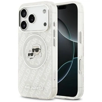 Etui Karl Lagerfeld IML Glitter Karl&Choupette Heads Logo MagSafe na iPhone 17 Pro Max - szare